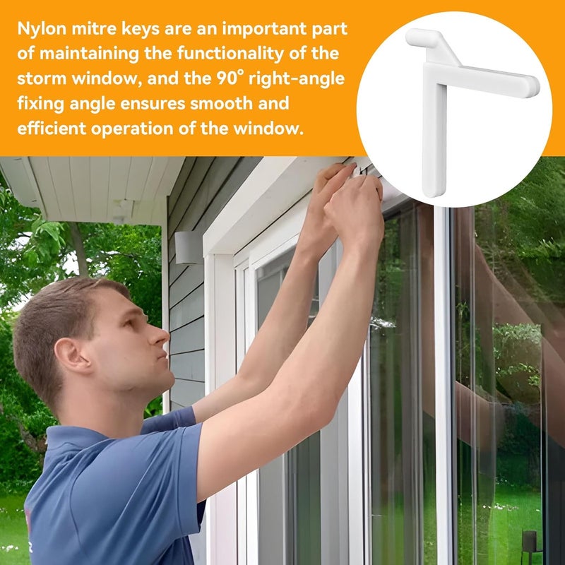 IFERLA 15150 Nylon Tilt Key-Pack of 20, 3/16" Screen Frame Corner, White Plastic Corner Key for Mitered Corners Storm Window Screen Door Frame Corner Repair Parts, for: Triple Track System - Image 5